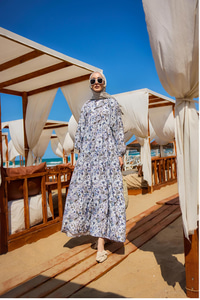 Çicek Desenli Elbise Lila