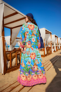 Çicek Desenli Elbise Mavi