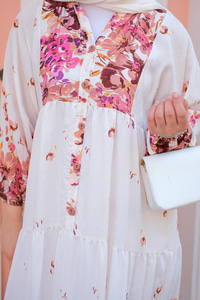 Çicek Desenli Elbise Pembe