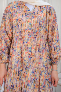 Çicek Desenli Elbise Sarı