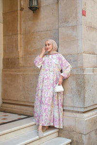 Çicek Desenli Elbise Vişne Çürüğü