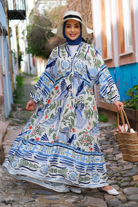 Çiçek Desenli Elbise Yeşil