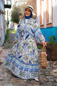 Çiçek Desenli Elbise Yeşil