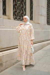 Çiçek Desenli Elbise Yeşil