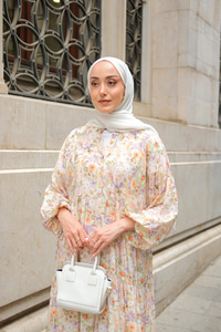 Çiçek Desenli Elbise Yeşil