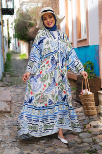 Çiçek Desenli Elbise Yeşil