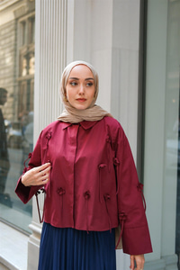 Çicek Desenli Gömlek Bordo