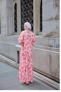 Çicek Desenli Viskon Elbise Pembe