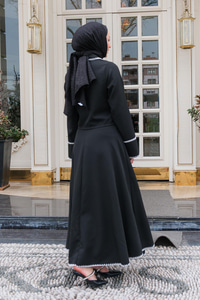 Çift Cep Detay Nakışlı İkili Takım Siyah