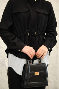 Çift Cep Detaylı Gizli Düğmeli Parçalı Takım Siyah