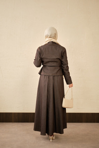 Çift Cep Görünümlü Dikiş Detay Kot Takım Acı Kahve