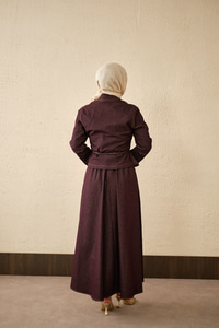 Çift Cep Görünümlü Dikiş Detay Kot Takım Mürdüm