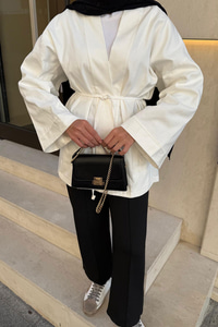 Çift Cepli Ceket Beyaz