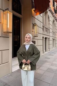 Çift Cepli Ceket Haki Yeşil