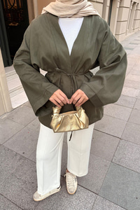 Çift Cepli Ceket Haki Yeşil