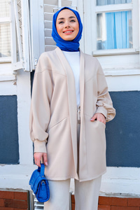 Çıft Ceplı Detaylı Krep Ceket BEJ