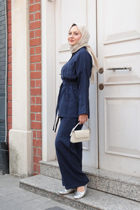 Çift Cepli İkili Takım Lacivert