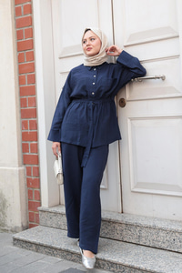 Çift Cepli İkili Takım Lacivert