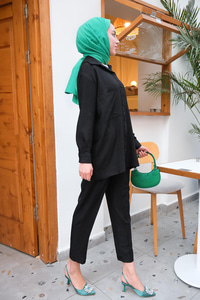 Çift Cepli İkili Takım Siyah