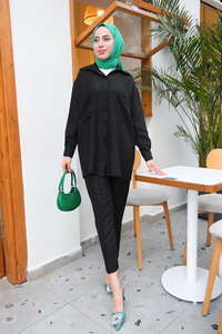 Çift Cepli İkili Takım Siyah