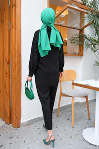 Çift Cepli İkili Takım Siyah