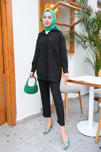 Çift Cepli İkili Takım Siyah