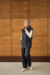 Çift Cepli Kapüşonlu Yelekli Takım Lacivert