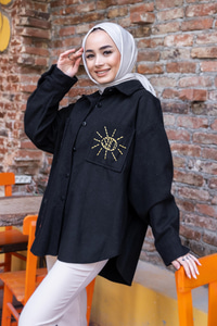 Uygun Fiyatlı CIFT CEPLI NAKISLI GOMLEK SIYAH | Loccomoda.com 