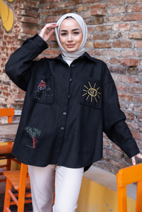 Uygun Fiyatlı CIFT CEPLI NAKISLI GOMLEK SIYAH | Loccomoda.com 