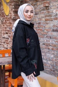 Uygun Fiyatlı CIFT CEPLI NAKISLI GOMLEK SIYAH | Loccomoda.com 