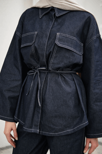 Çift Cepli Pantolonlu Takım Lacivert