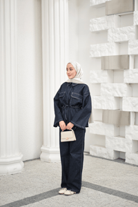 Çift Cepli Pantolonlu Takım Lacivert