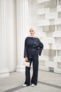 Çift Cepli Pantolonlu Takım Lacivert