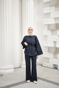 Çift Cepli Pantolonlu Takım Lacivert