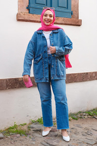 CIFT CEPLI TAS AKSESUARLI CEKET Koyu Mavi