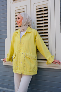 CIFT CEPLI TAS AKSESUARLI CEKET Sarı