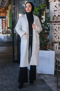 Uygun Fiyatlı CIFT CEPLI UZUN HIRKA EKRU | Loccomoda.com 