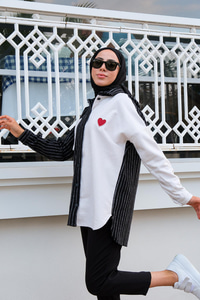 Çift Desen Cepli Gömlek Siyah