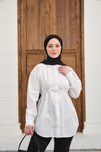 Çift Dikiş Detay Gömlek Beyaz