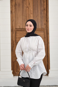 Çift Dikiş Detay Gömlek Beyaz