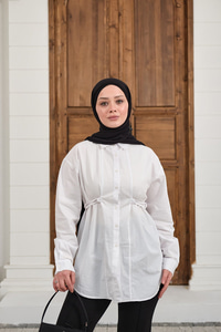 Çift Dikiş Detay Gömlek Beyaz