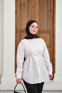 Çift Dikiş Detay Gömlek Beyaz