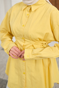 Çift Dikiş Detay Gömlek Sarı