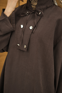 Çift Düğme Detaylı Takım Kahverengi