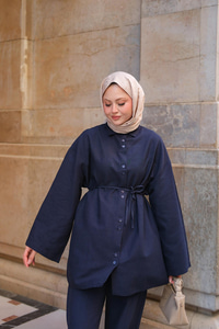 Çift Düğme Detaylı Takım Lacivert