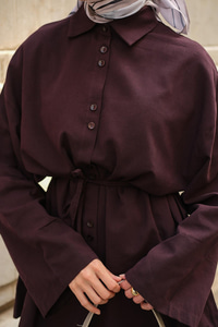 Çift Düğme Detaylı Takım Mürdüm