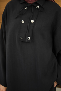 Çift Düğme Detaylı Takım Siyah