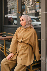 Çift Düğme Detaylı Takım Yağ Yeşil