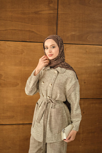 Çift Düğmeli Takım Vizon