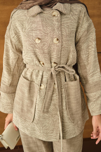 Çift Düğmeli Takım Vizon